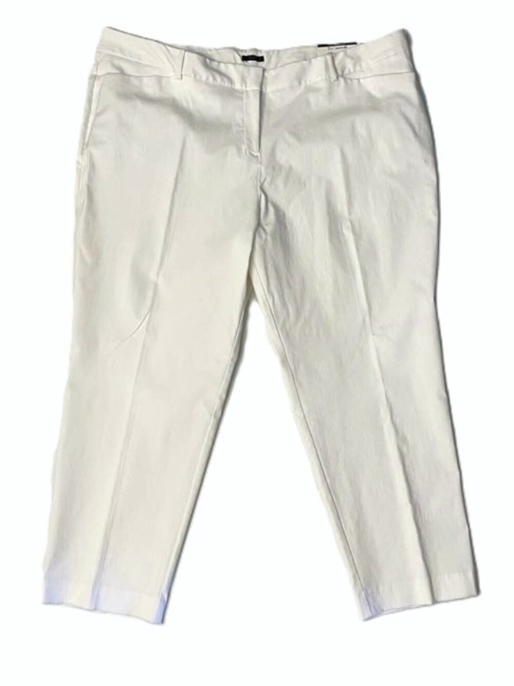 Worthington Woman Pants Size 22W White Slim Fit Stretch Cropped Pockets Flat NWT